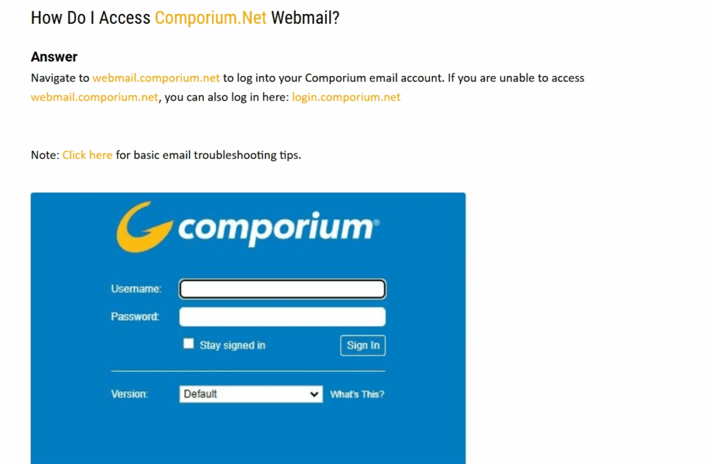 Comporium Webmail