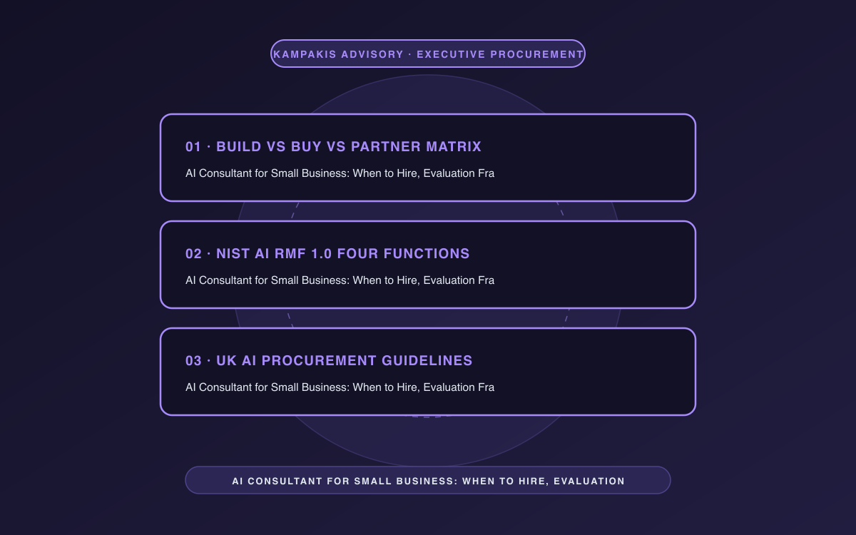 AI Consultant for Small Business: When to Hire, Evaluation Frameworks, and Practical Procurement
